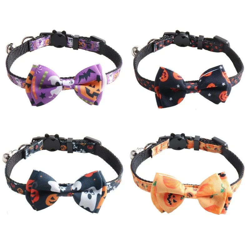 

Wholesale Halloween Dog Collar With Bowknot Pet Collar, As shown below