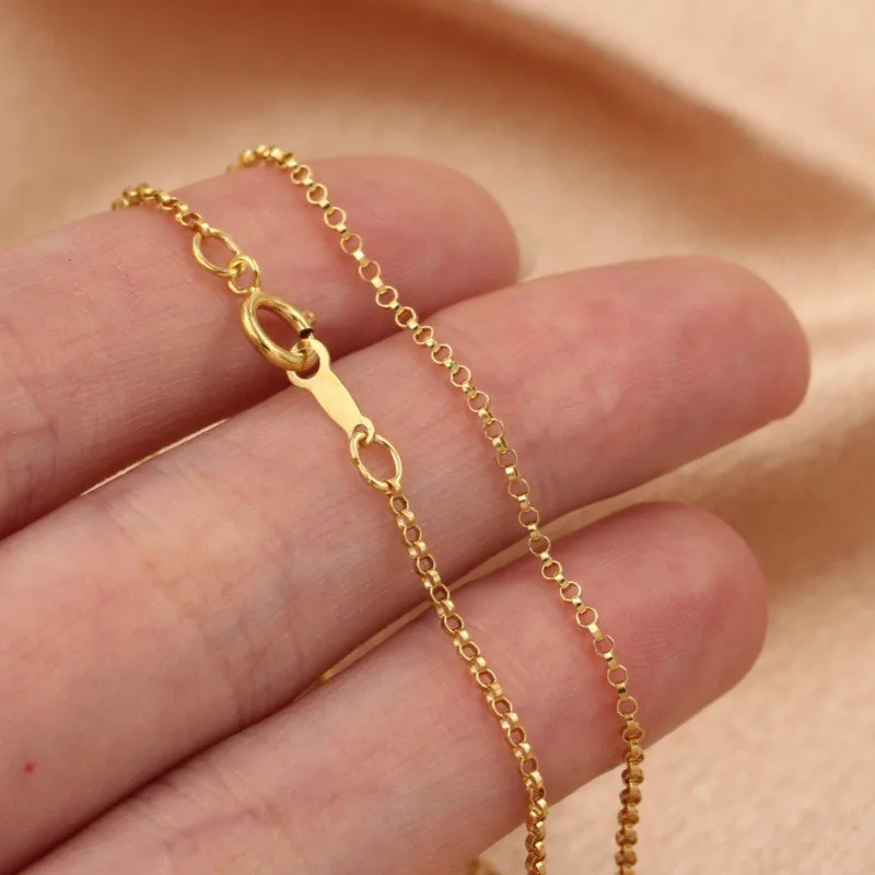 Vintage 1.3mm Rolo Chain Necklace for Women Permanent Jewelry Gold Filled Finished Chain