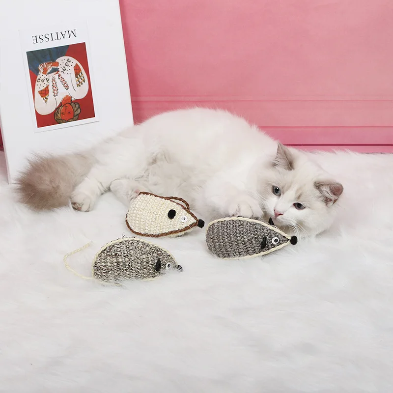 

Wholesale Pet Entertainment Toys Mouse-shaped Cat Sisal Teasing Grinding Claws And Biting Toys, Picture showed