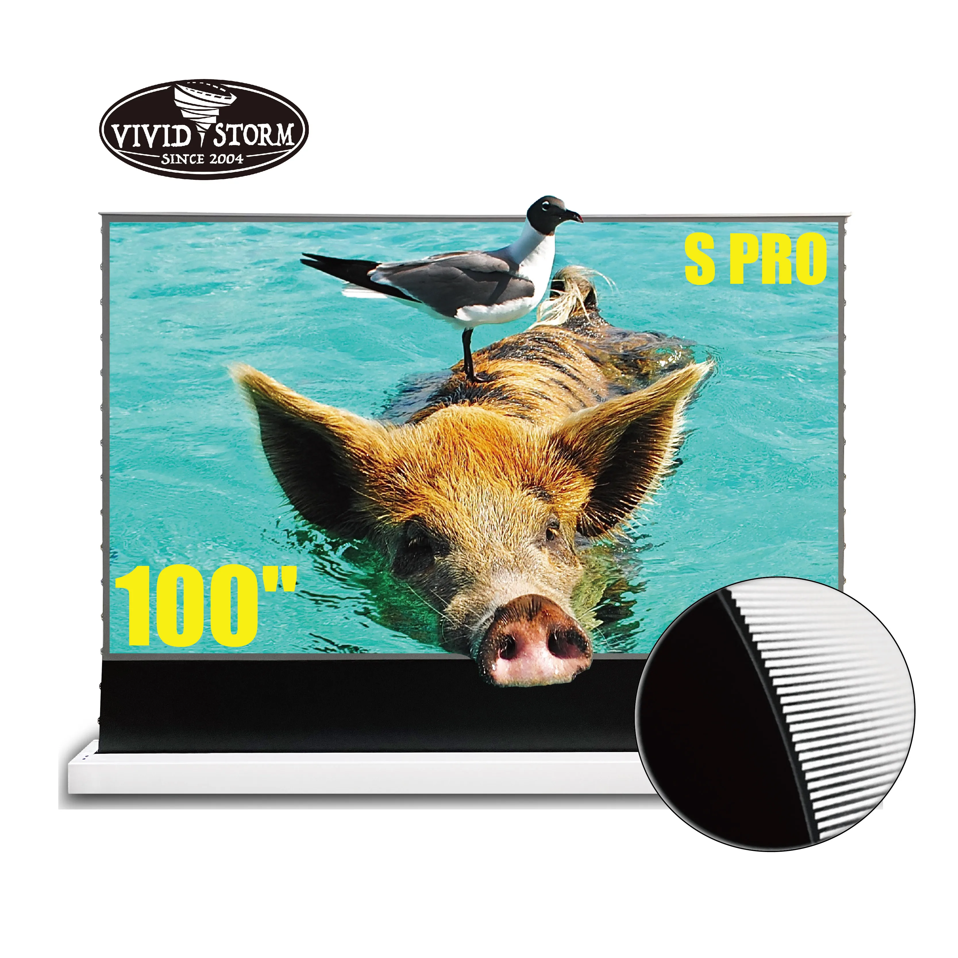 

S Pro 100 in 16:9 ALR 4K TV projection screen tension smart floor rise