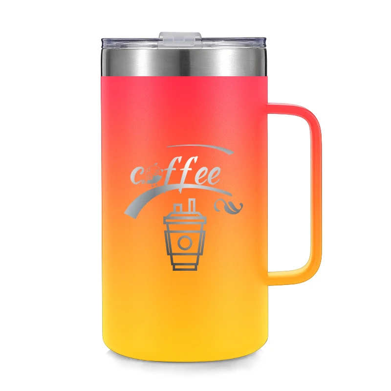 

14 OZ Custom Double Wall Vacuum Insulated Stainless Steel Travel Coffee Mug with Handle BPA Free Lid, Can be chooosed