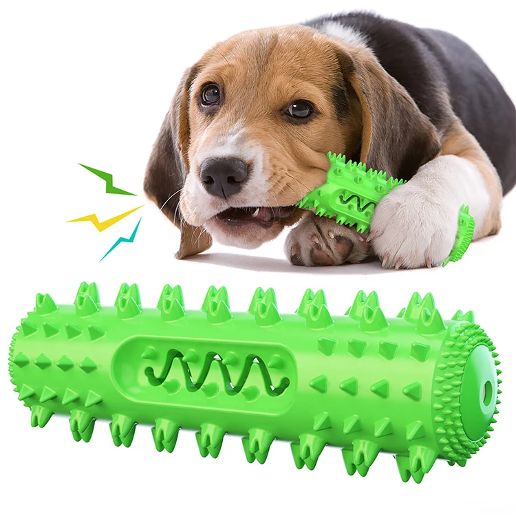 

Amazon Best Seller TPR Teeth Cleaning Serrated Molar Rod Dog Toothbrush Chew Squeaky Pet Dog Toy, Blue/yellow/green