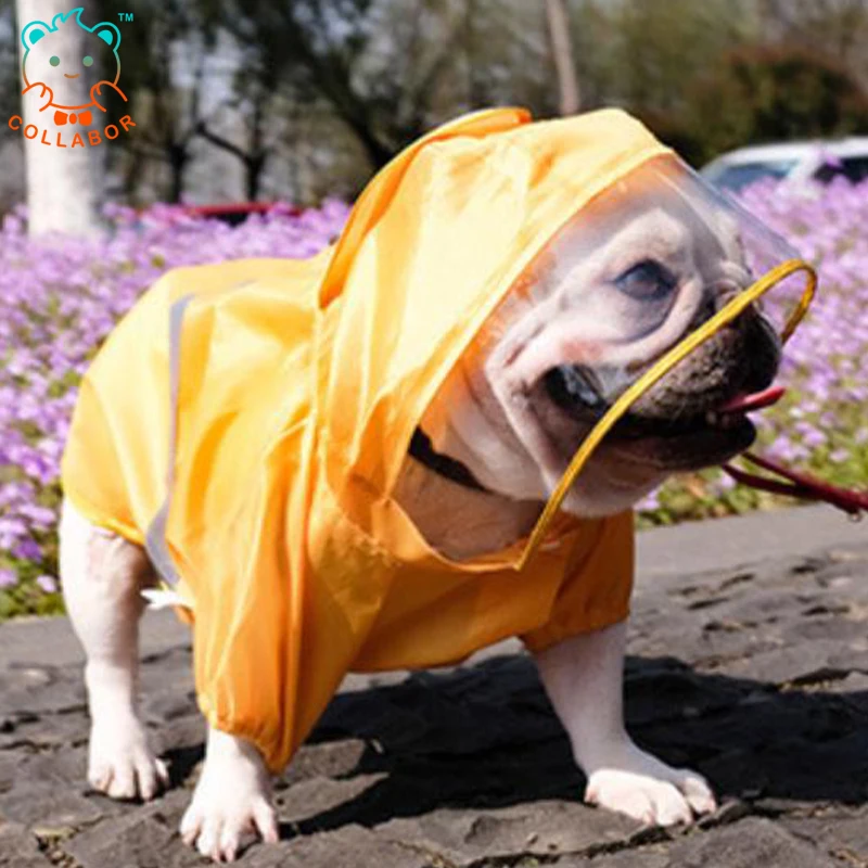 

COLLABOR French Bulldog Luxury Rain Coat Pet Accessories Jacket Designer Dogs Reflective Hoodie Classic Raincoat, Solid, digital print