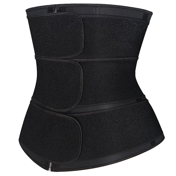 

9 bones Neoprene Zipper Plus Size Corset Slimming 3 Straps Long Torso Waist Trainer