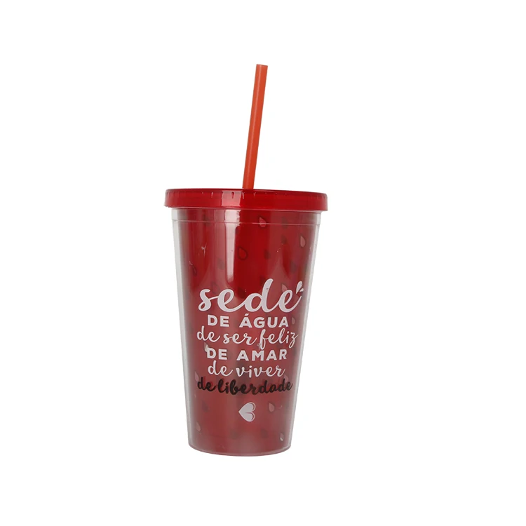 

Hot Sale BPA Free 16oz Double Wall Plastic Insulted Coffee Tumbler With Straw