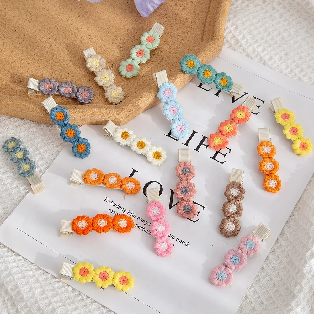 

Exquisite and sweet Hairgrips embroidered flowers hair accessories for kids hairpins