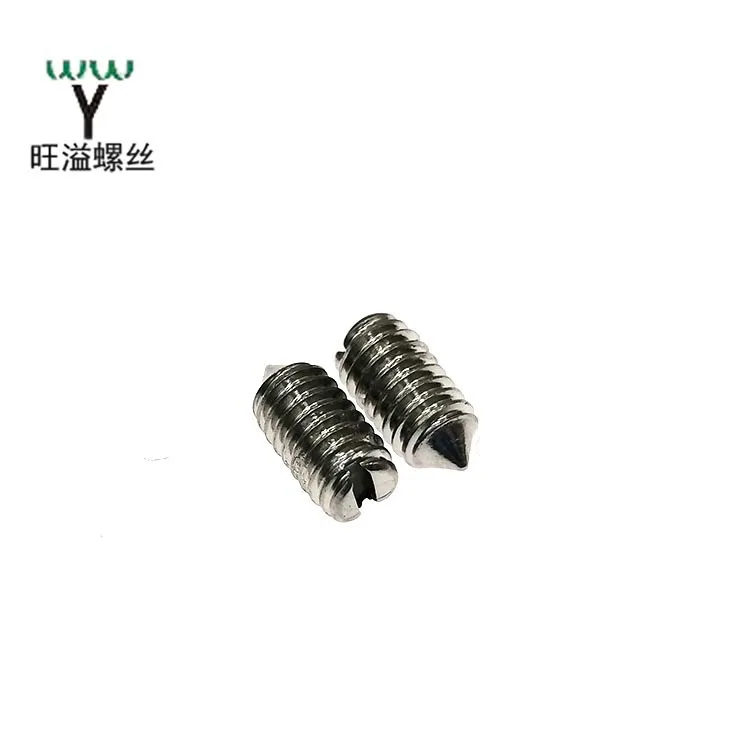 
High quality Stainless steel Set screws, slotted Taper end set screws, CNS4477Non-standard customized set screws with cone point 