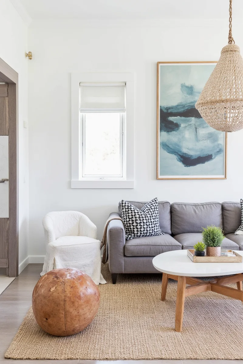 A happy family playing in a renovated ranch style home