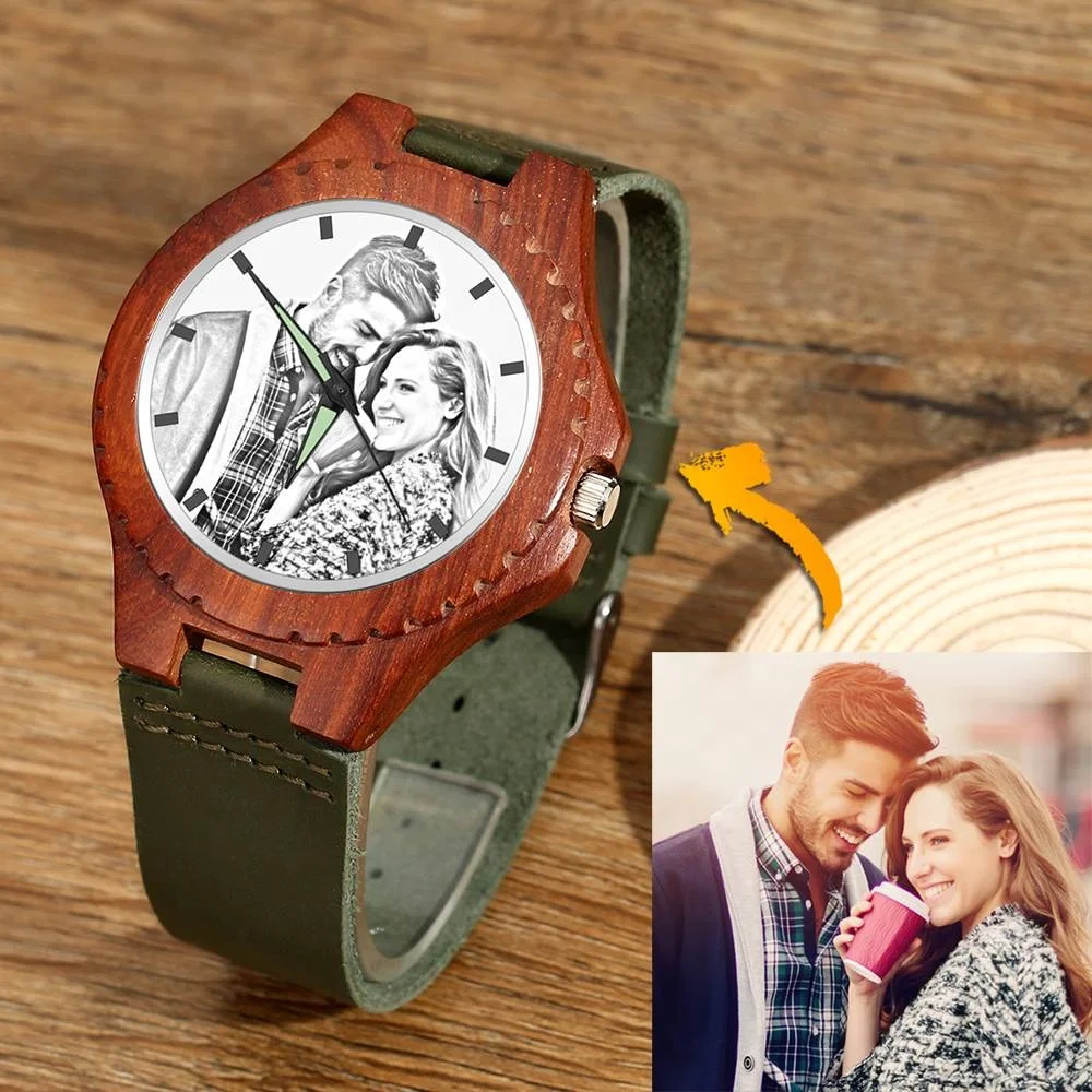 

48mm Unisex Wooden Watches Couple Wood Watch With Leather Strap,Custom Wooden Watch For Man And Woman