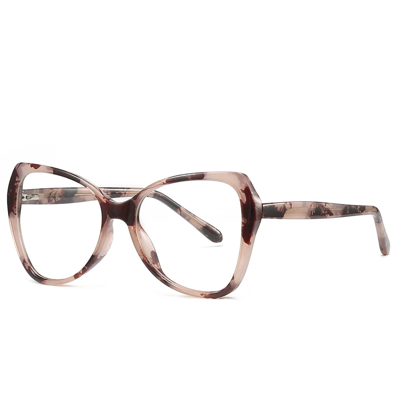 

New Large-Frame Anti-Blue Light Flat Mirror Women's TR90 Glasses Frame CP Spring Pin Lens Leg Glasses