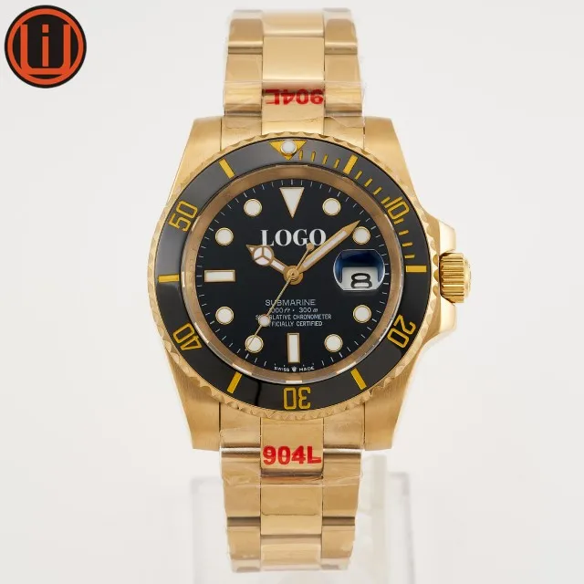 

Sports 3A Quality Waterproof Diver Watch 904L Steel 2813 Movement Full Gold Watch