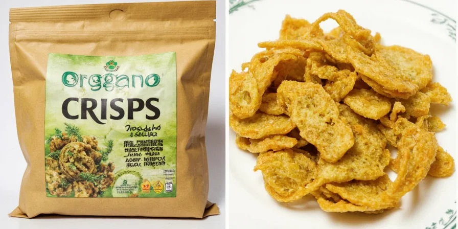 Side-by-side photo comparison of various herb crisps