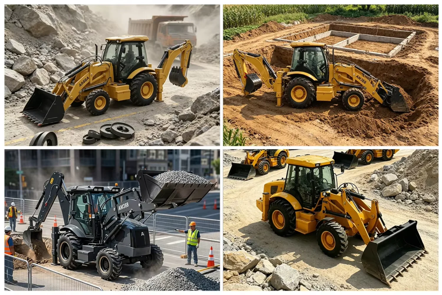 Backhoe Loader with 4100mm Digging Depth and 58kN Breakout Force for Construction Excavation