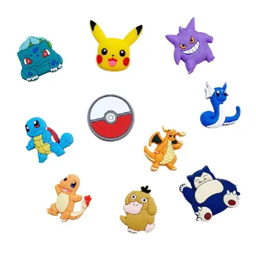 

13 PCS PVC Cartoon Pockemon Croc Charms Colg Shoes Decoration For Wristband Bracelet Party Gifts, Customized color