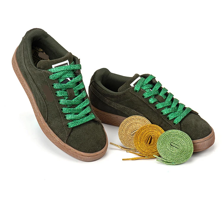 

Polyester Flat Shoelaces Tubular Silver Glitter Shoelaces for Sneakers Shiny Shoe Lace DIY Shoe In Stock, As picture