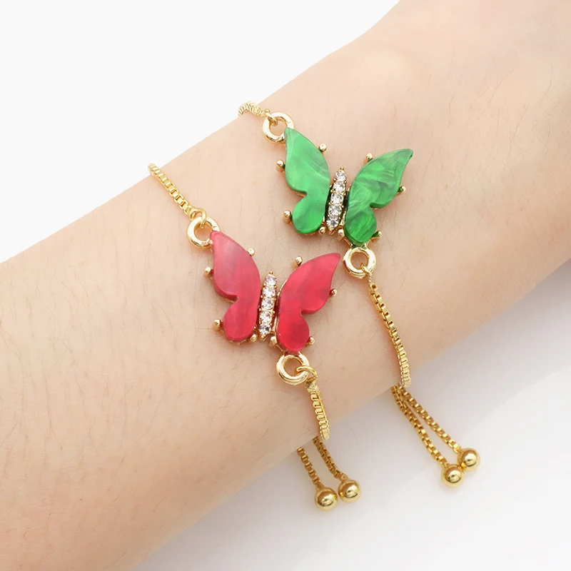 

Crystal Butterfly Gold Plated Brass Chain Handmade Bracelet