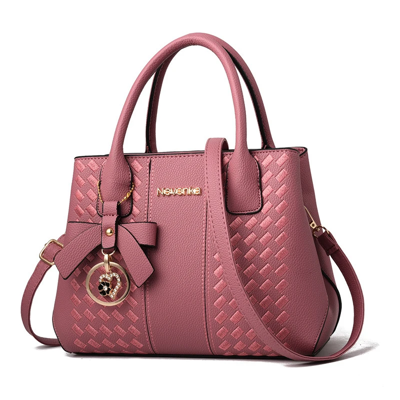 

Fashion Luxury Bow Pendant Female Crossbody Sling Bag Ladies PU Leather Shoulder Tote Handbag, Pink,red,grey,black,purple,blue