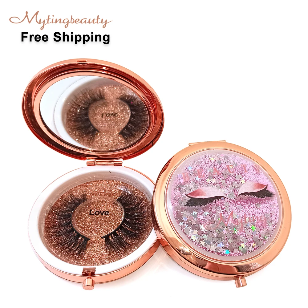 

Mytbeauty Cosmetic Make Up Set Round Acrylic Lash Box Custom Eyelash Packaging Box Private Label Cruelty Free 3D Mink Eyelashes