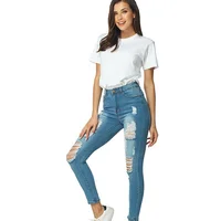 

2019 new arrivals women plus sizes destroy big broken denim jeans