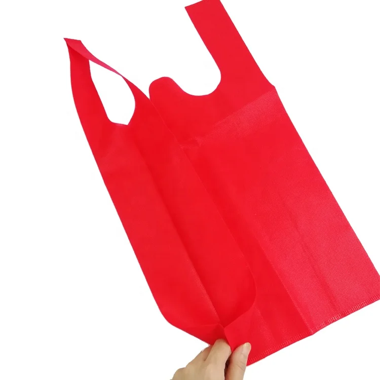

PP spunbond non woven W-cut bag vest bag nonwoven t shirt bag for super market