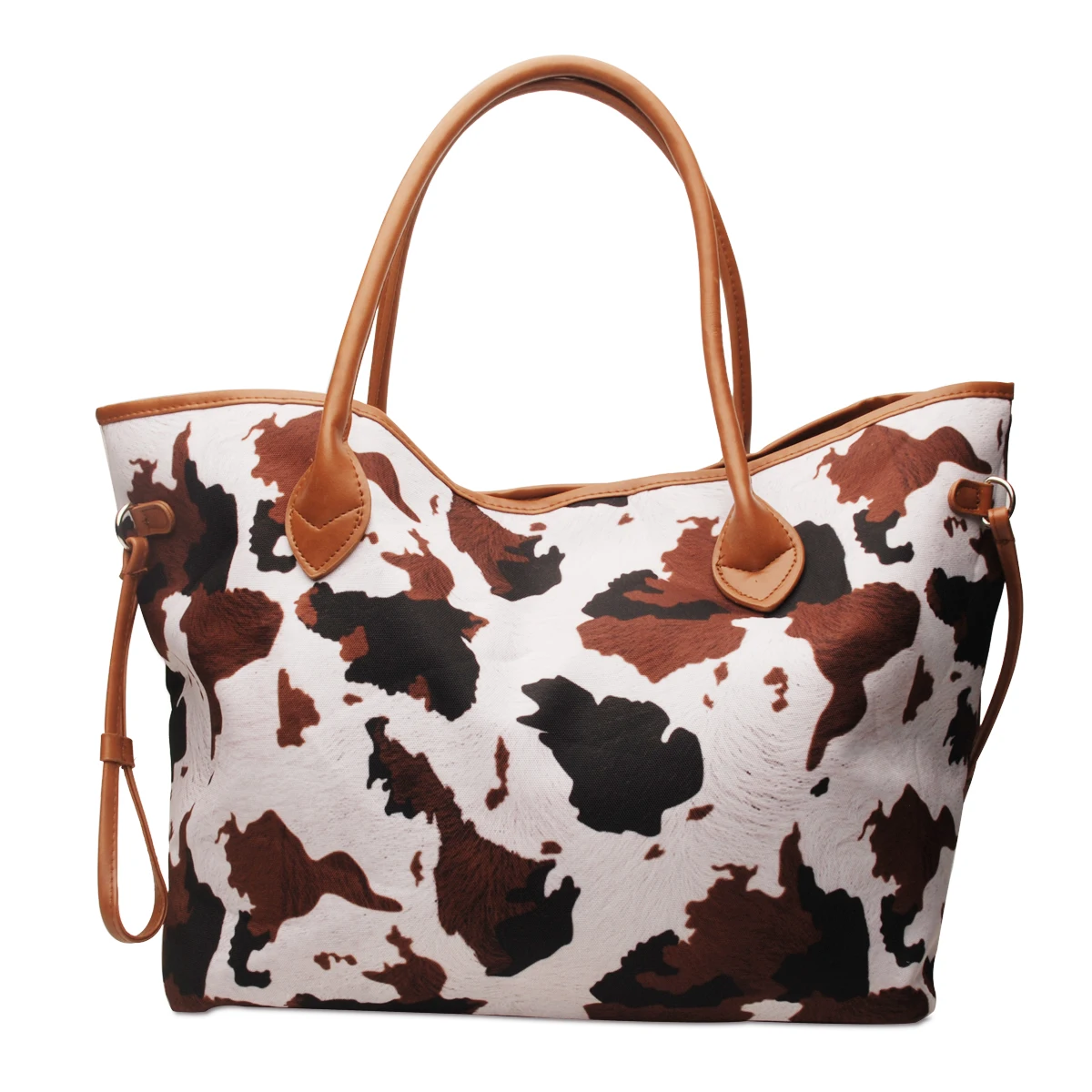 

Wholesale Canvas 3D COW tote Hide Bag Large Capacity Weekender Cow Printed Shoulder Bag with PU Handle DOM113-1770