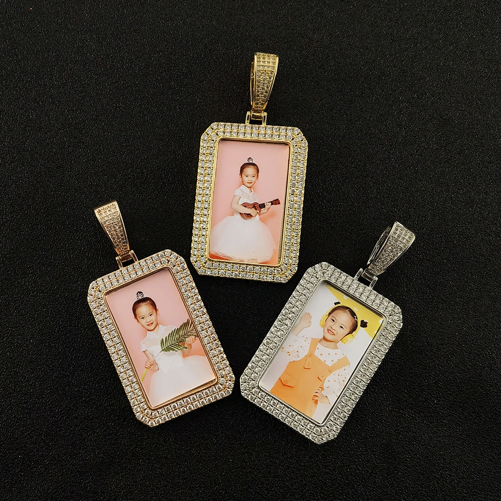 

Wholesale Custom Photo Memory Hip Hop Rectangular Blank Sublimation Frame Pendant Necklace Picture Jewelry, Color,silver,rose