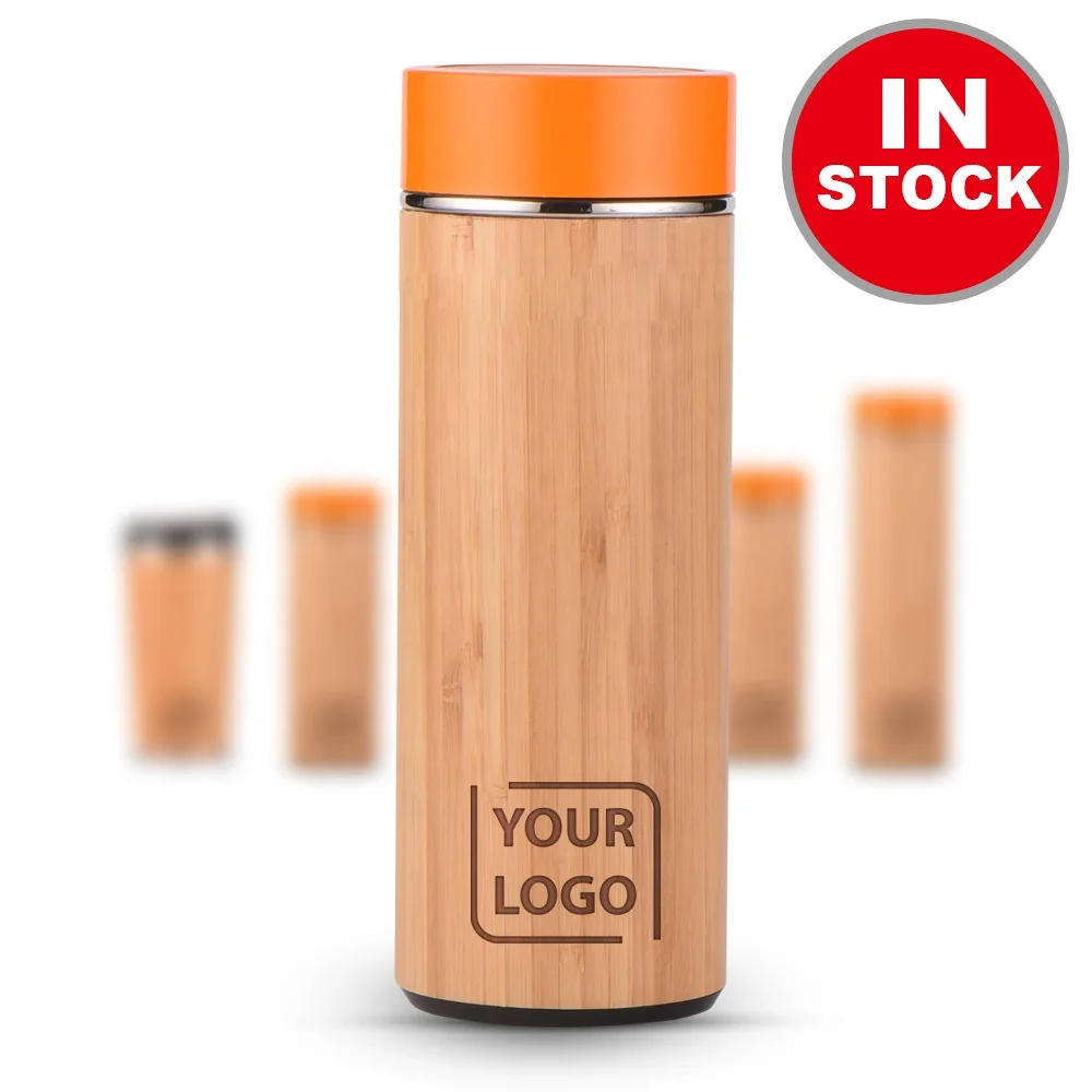

REX bamboo bottles stainless steel double wall bamboo thermos food grade new design custom bamboo flasks with tea infuser, Customized color