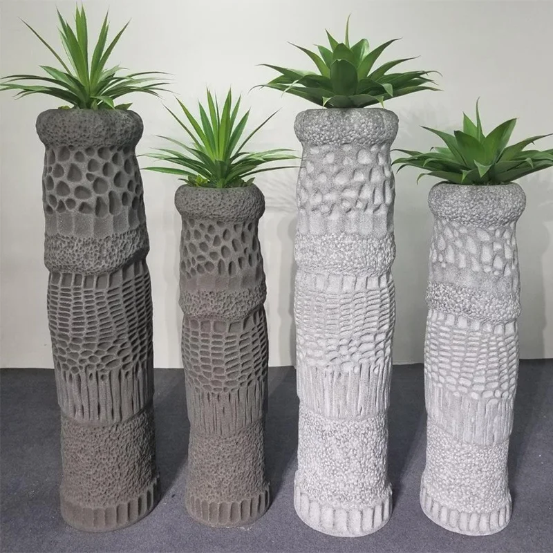 

Landscape Pillars Exquisitely Decorated Flower Pots Fiberglass Plant Pots, Customized color