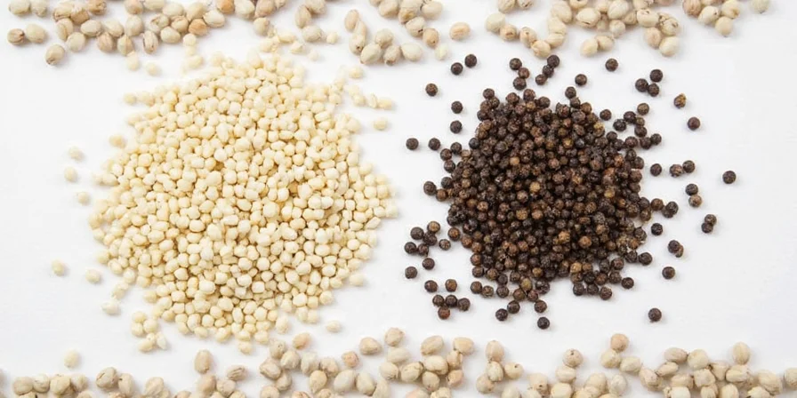 Nutrient comparison table of white and black pepper