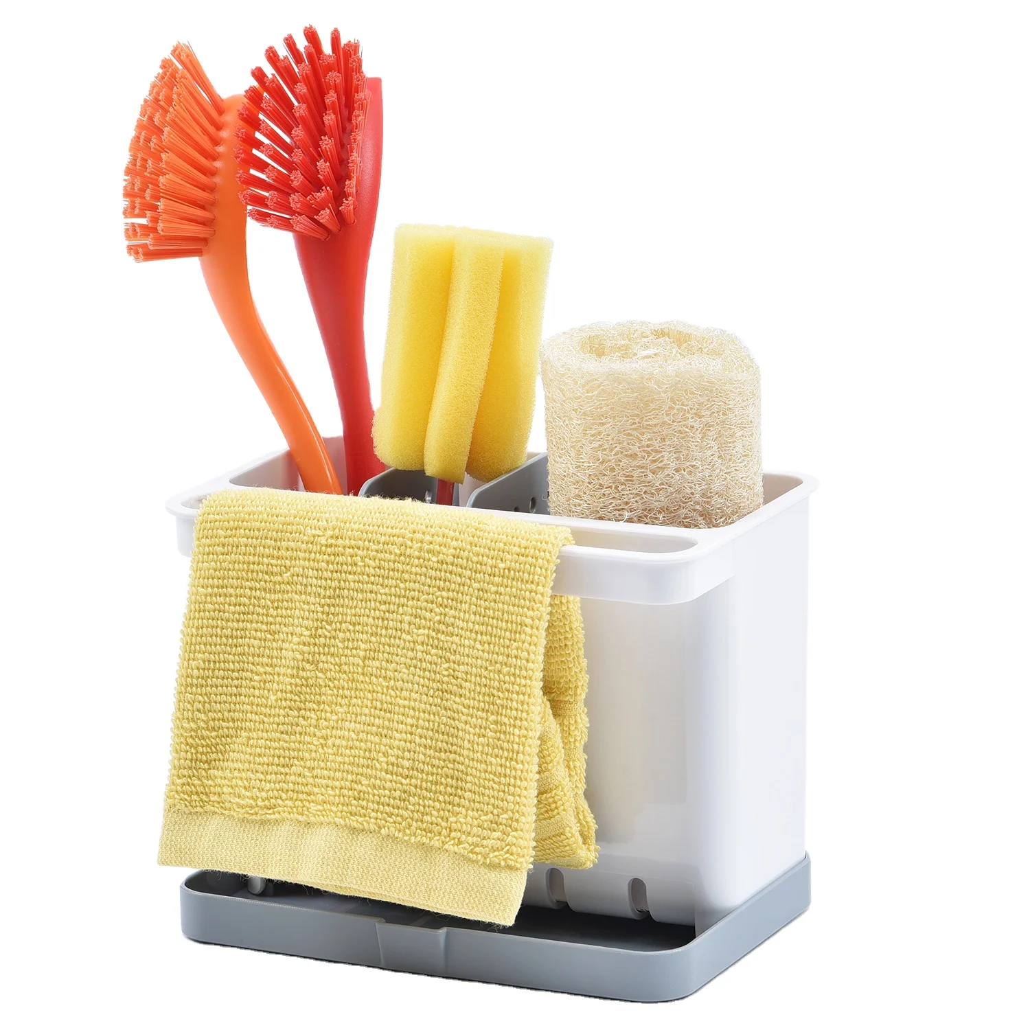 

sink caddy kitchen sink organizer rack plastic sink tidy sponge holder organizer utensil holder for sponge holder, White