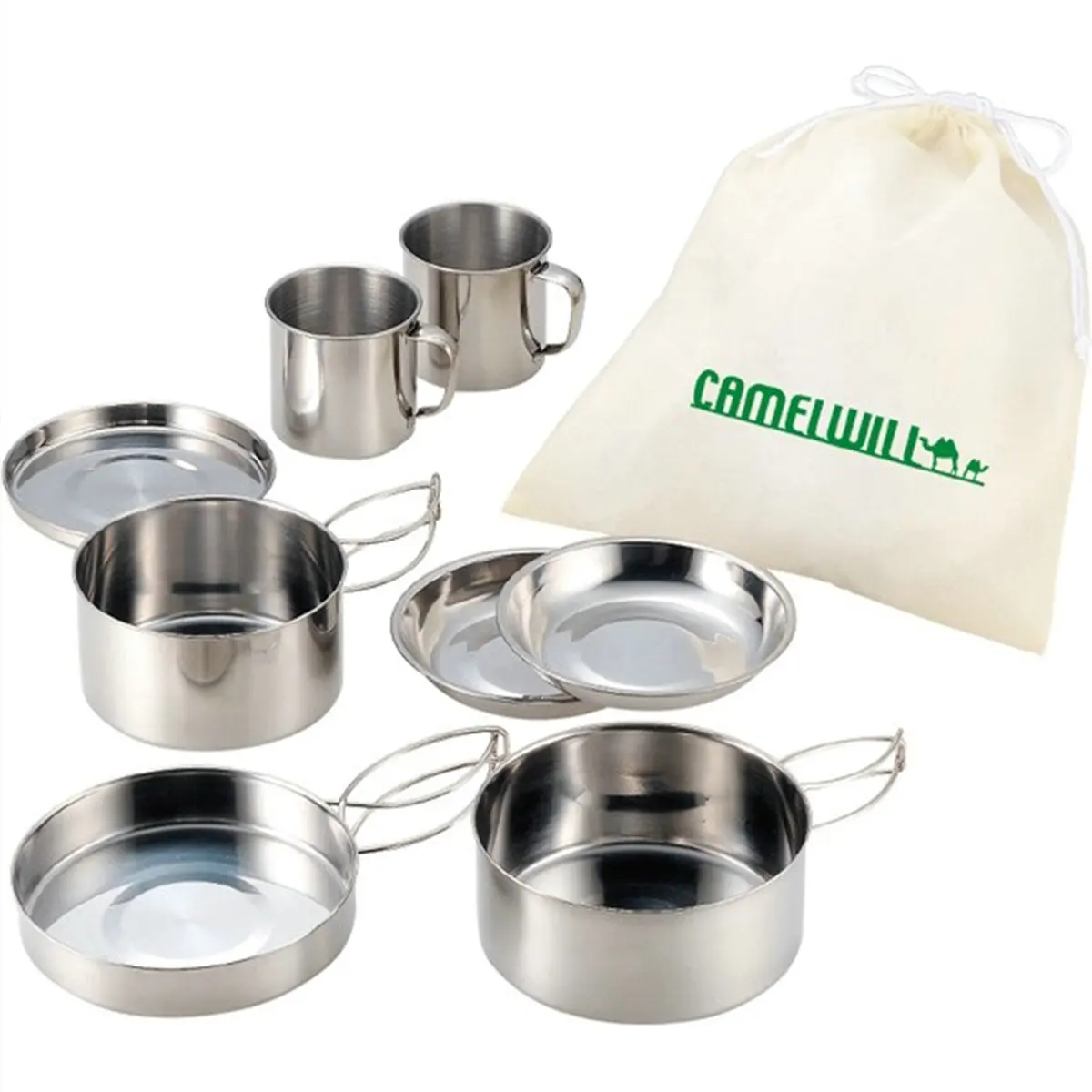 

8pcs stainless steel portable Outdoor Hiking Camping Cookware