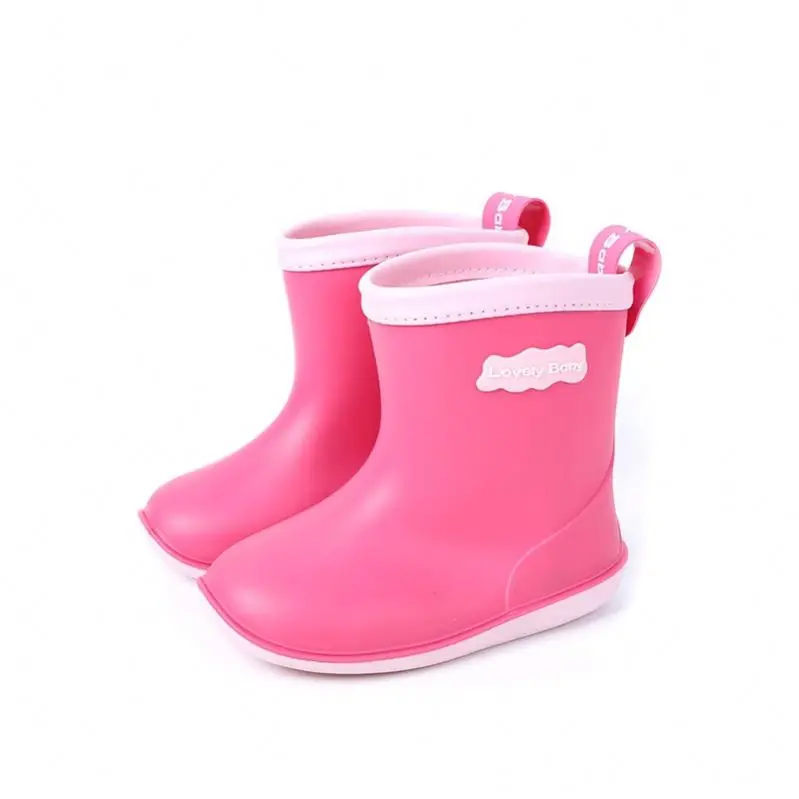 

New Design LOVELY Baby Pink Kids Rubber Boots Factory Baby Rain Boots, Yellow/blue/pink/nude