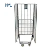 Galvanized logistics transport industrial steel storage collapsible folded metal wire mesh roller cage
