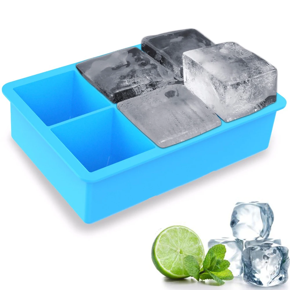 

Amazon wholesale silicone ice cube tray Hot Selling 1 Set 6 Cubes Custom Silicone Ice Cube Tray with lids, According to pantone color