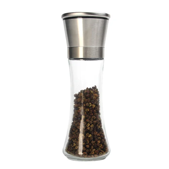 

180ml Glass Bottle Salt and Pepper Mills/ stainless steel Spice Grinder/ceramic core Mills adjustable pepper salt grinder, Customized