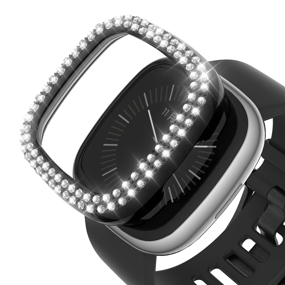 
2020 Amazon Hot Sells For Fitbit Versa 3/ versa Sense Watch, Bling Diamond PC Screen Watch Cover Case 