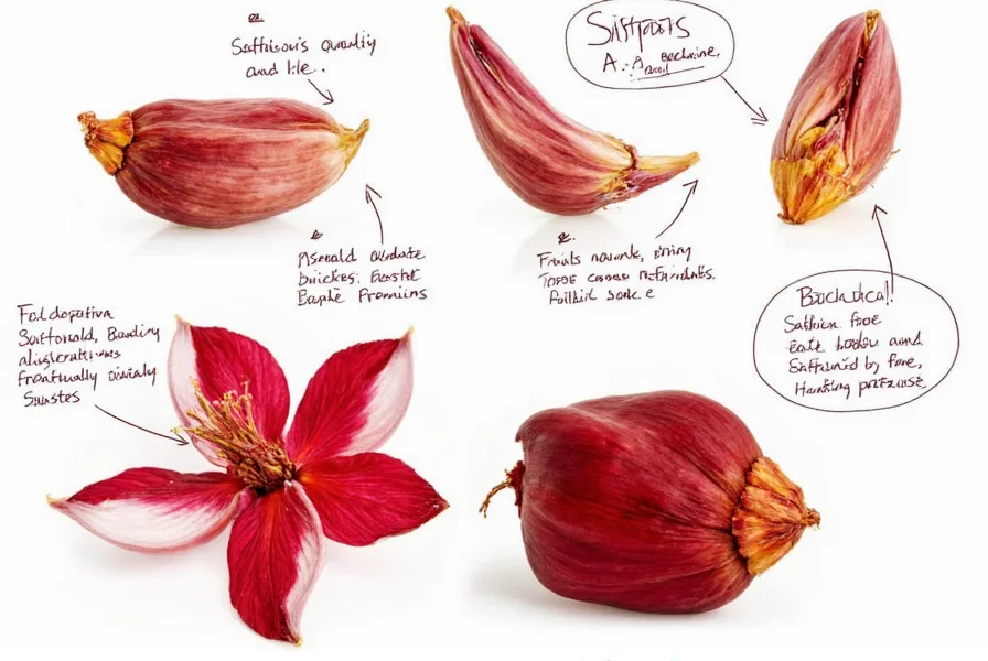Close-up photograph of Saffron Bacchus threads showing deep red color and minimal yellow style against white background