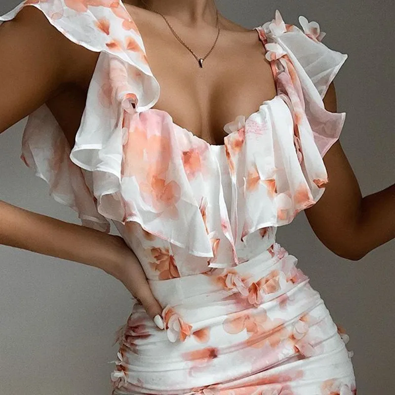

B52922A Latest lady sexy backless fashion flower printed off shoulder dress, Shown