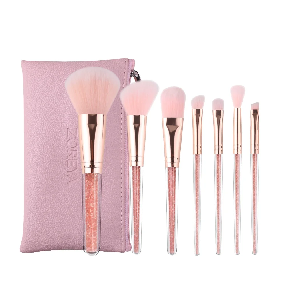 

ZOREYA 7pcs Professional Rayon Pink Bag Makeup Brush Set