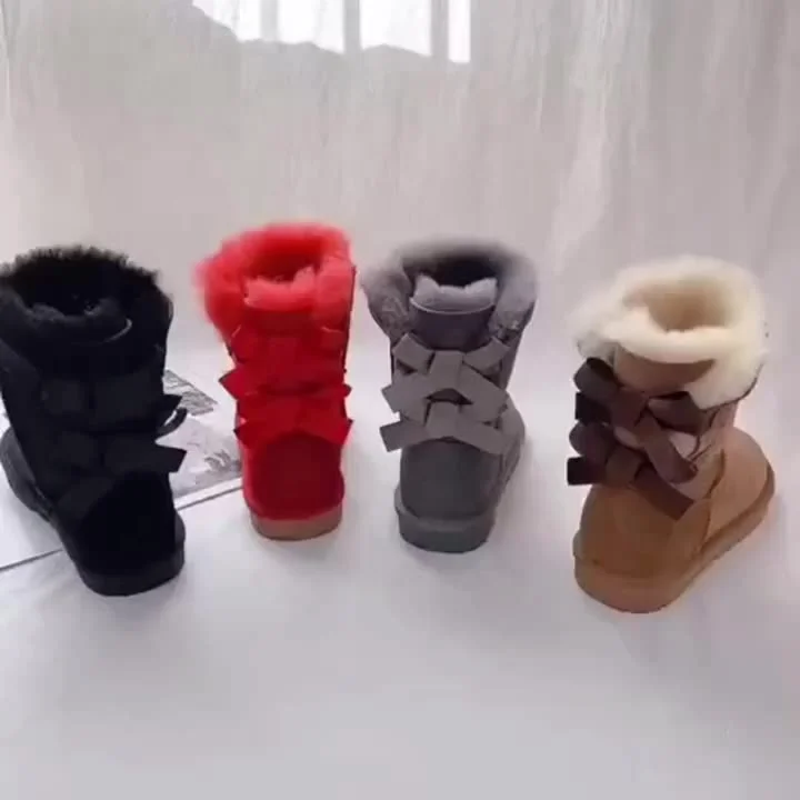 

Winter Real Fur Wool Hairy Waterproof Snow Boot Brand Quality Classic Fashion Platform High Knee Adult Mid Calf Women Snow Boot