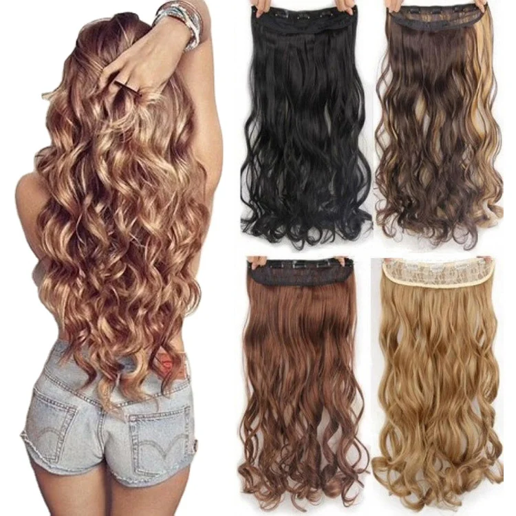 Thick Wavy 22inch Platinum Blonde Single Piece 100% Human Remy Clip Hair Mongolian Long One Piece Human Clip In Hair Extension details