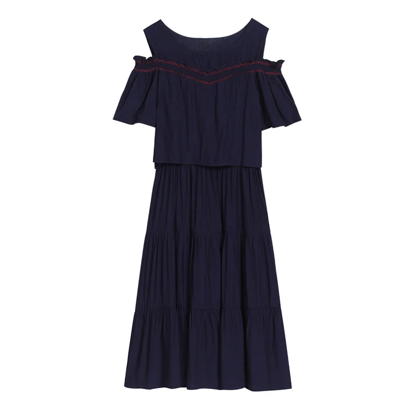 

Women's Casual Short Sleeve Cold Shoulder Ruffle Mini Dress, 2 colors