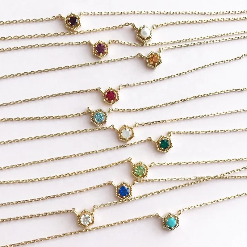 

Fashion jewelry 14k gold fashion 12 zodiac color birthday cz stone 925 sterling silver necklace for women