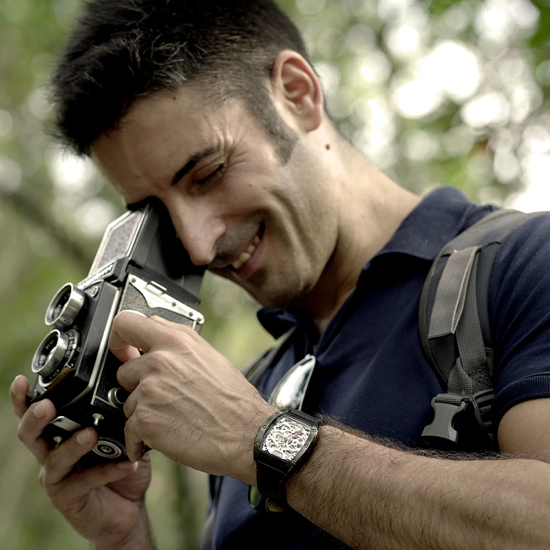 

Cool Design Good Sale Durable Skeleton Wristwatch Wholesale Factory High Quality Custom Logo Automatic Men Mechanical Watch, Black ,blue