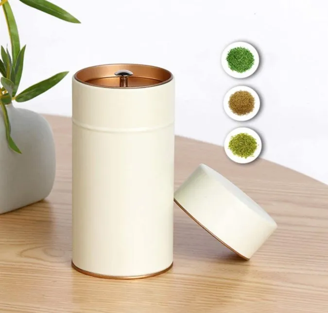 

Wholesale empty eco friendly white round tea tin airtight food grade metal tins containers tea coffee can packaging tins for tea