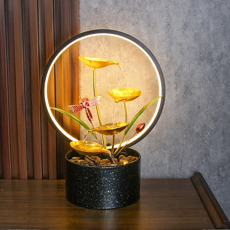 Decorative Office Feng Shui Indoor Water Fountain Desktop Fountain With LED Factory Outlet Metal Craft Water Fountain
