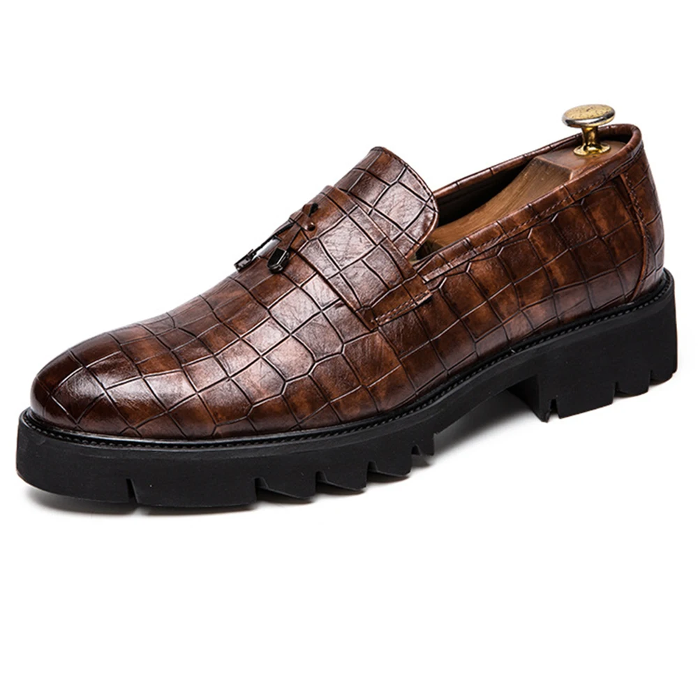 

EVERTOP New design leather comfortable alligator pattern slip-on men's dress shoes formal wedding party shoes