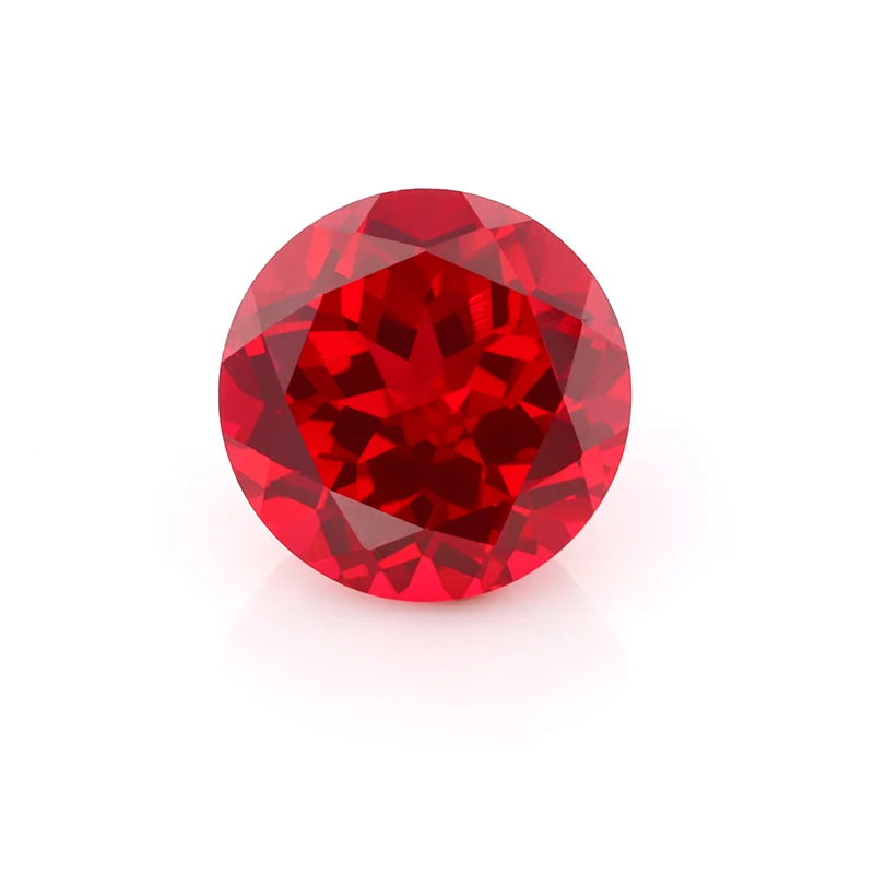 Wholesale Price Loose Gemstone Synthetic Round Cut Lab Grown Blood Red Color Laboratory Created Stone for Jewelry Making