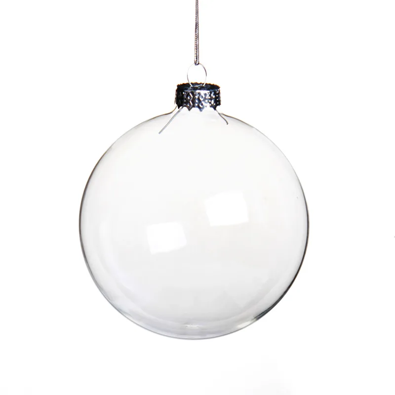 

In Stock 8cm 10cm Glass Christmas Clear Hanging Bauble X-mas Tree Decoration Ball