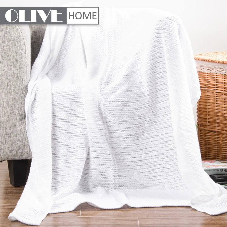Wholesale Newest Plain Baby Cotton Receiving Blankets Cellular Knitted